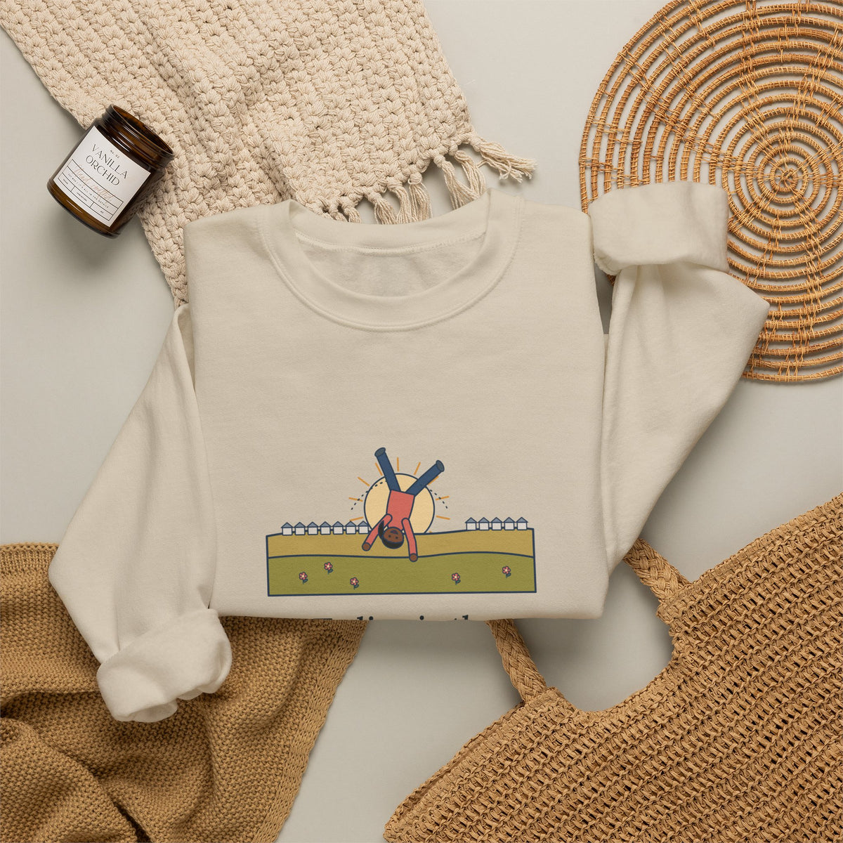 To Live Is the Rarest Thing in the World Sweatshirt, Literary Oscar Wilde Quote Crewneck with Cartwheel Meadow