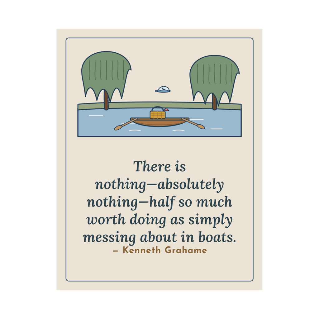 Grahame Quote Poster, Simply Messing About in Boats, Boating River Rowboat Wall Art