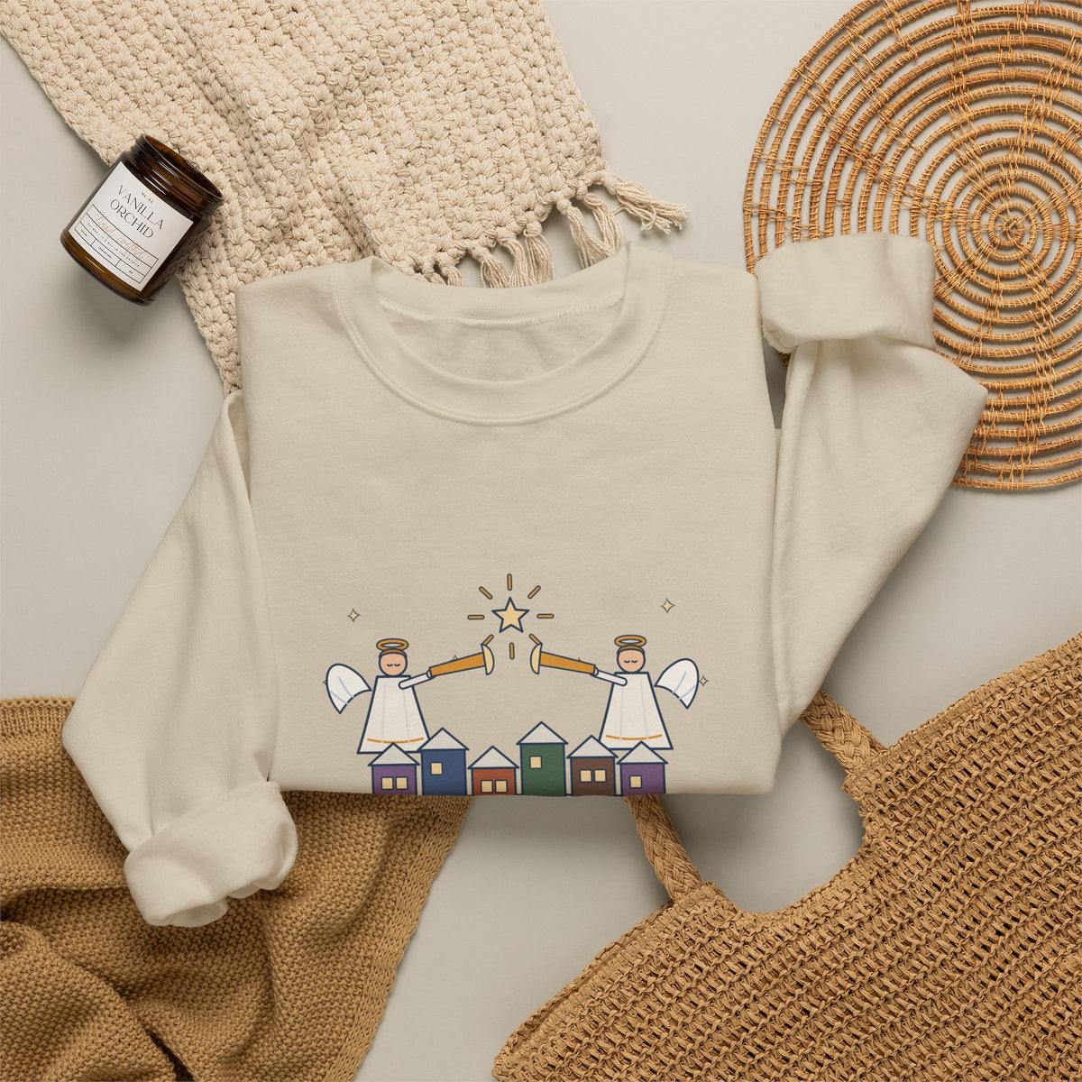 Hark the Herald Angels Sing Sweatshirt, Christmas Charles Wesley Quote Crewneck with Herald Angels