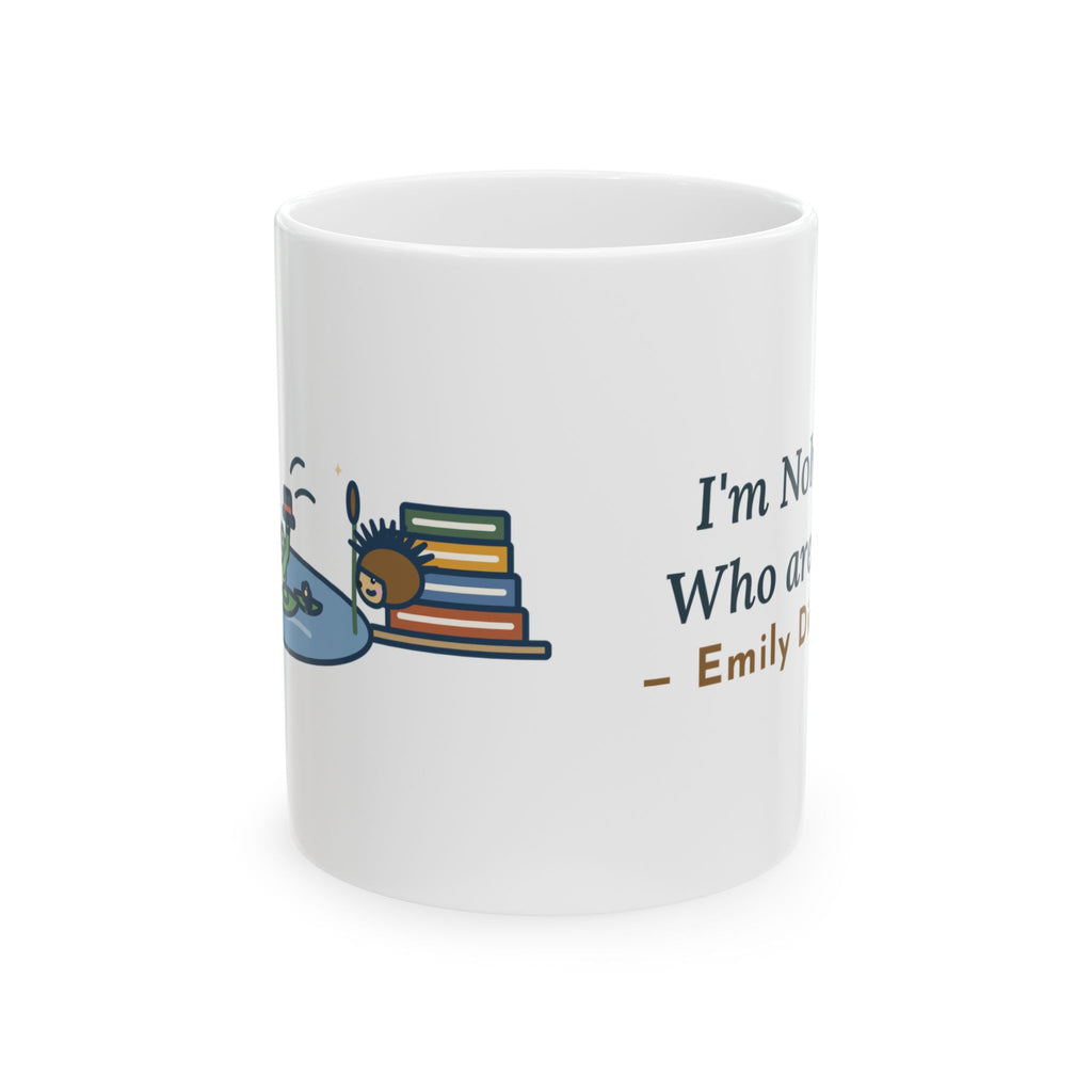 Dickinson Quote Mug, I'm Nobody Poem, Literary Frog and Hedgehog Coffee Mug 11oz