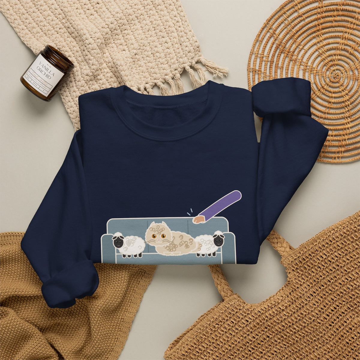 Selkirk Rex Crewneck Sweatshirt - Mistaken for a Stuffed Sheep
