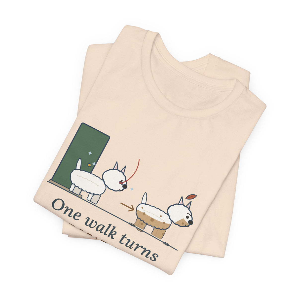 Westie T-Shirt - One Walk Turns a Westie Beige, Funny West Highland Terrier Owner Tee