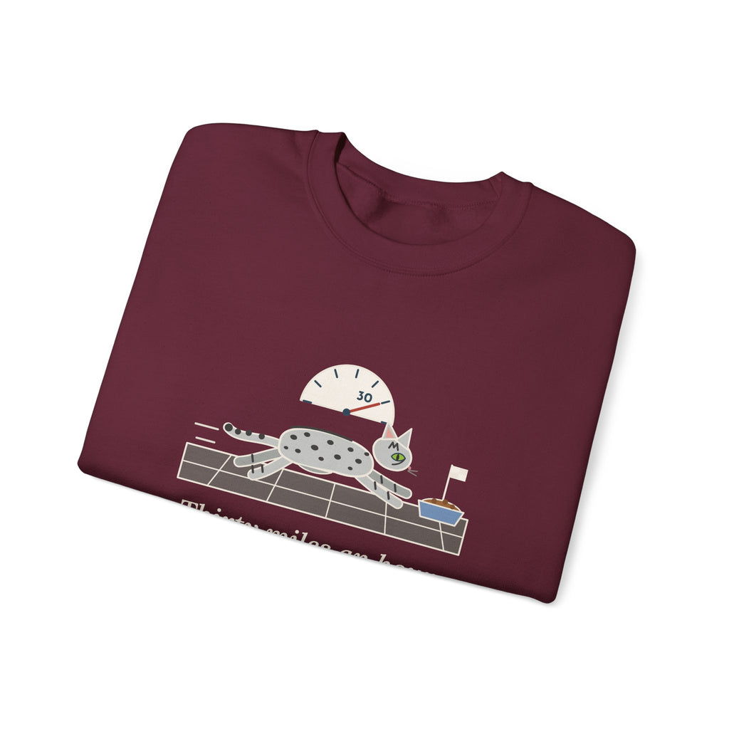 Egyptian Mau Crewneck Sweatshirt - Thirty Miles an Hour to the Food Bowl