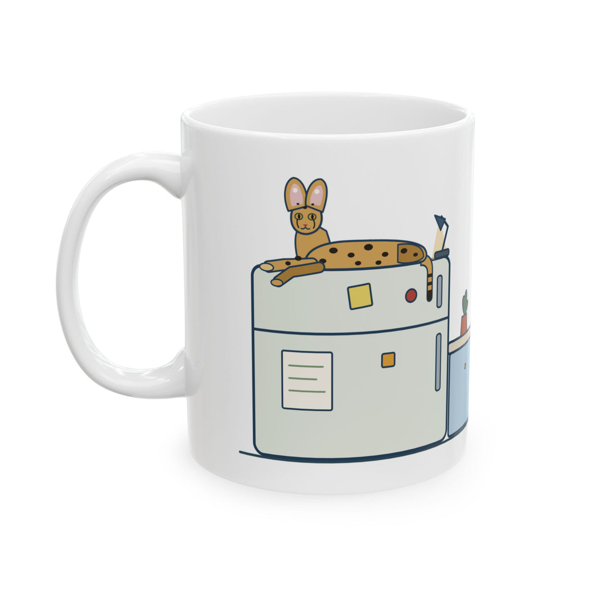 Savannah Cat Coffee Mug 11oz - Top of the Fridge: Savannah Cat Headquarters, Spotted Cat Gift