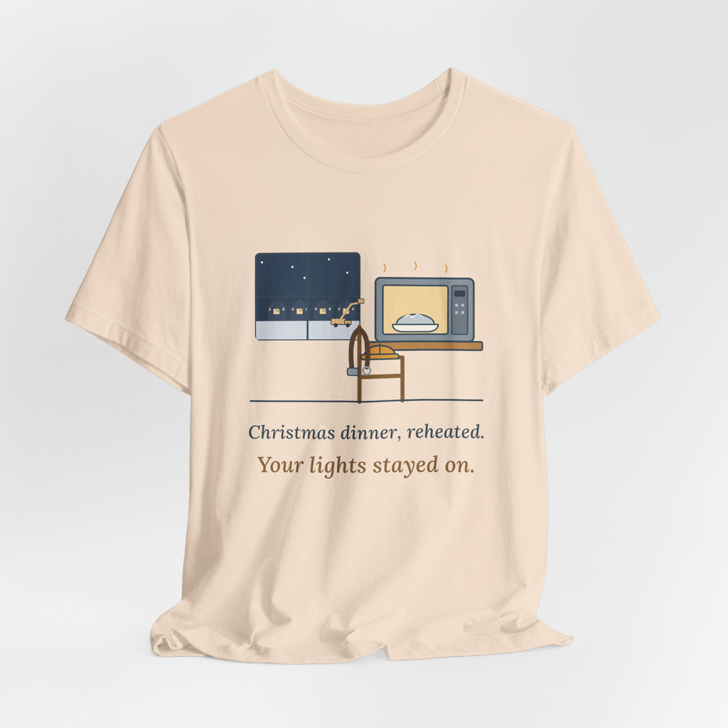 Lineman Christmas T-Shirt - Christmas Dinner, Reheated. Your Lights Stayed On.
