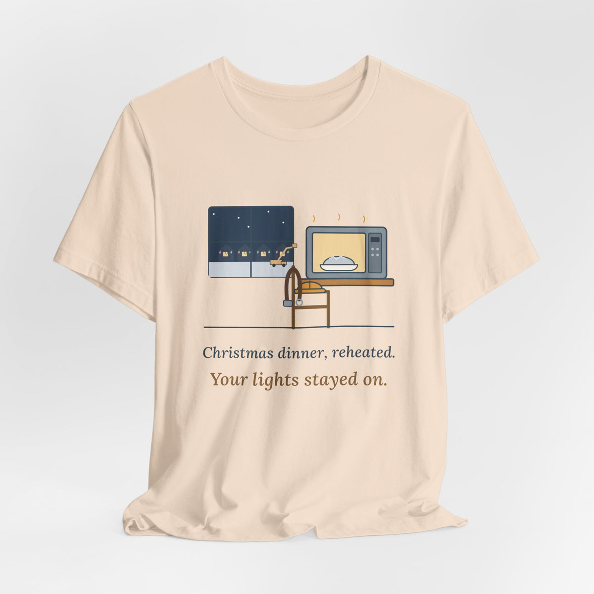 Lineman Christmas T-Shirt - Christmas Dinner, Reheated. Your Lights Stayed On.