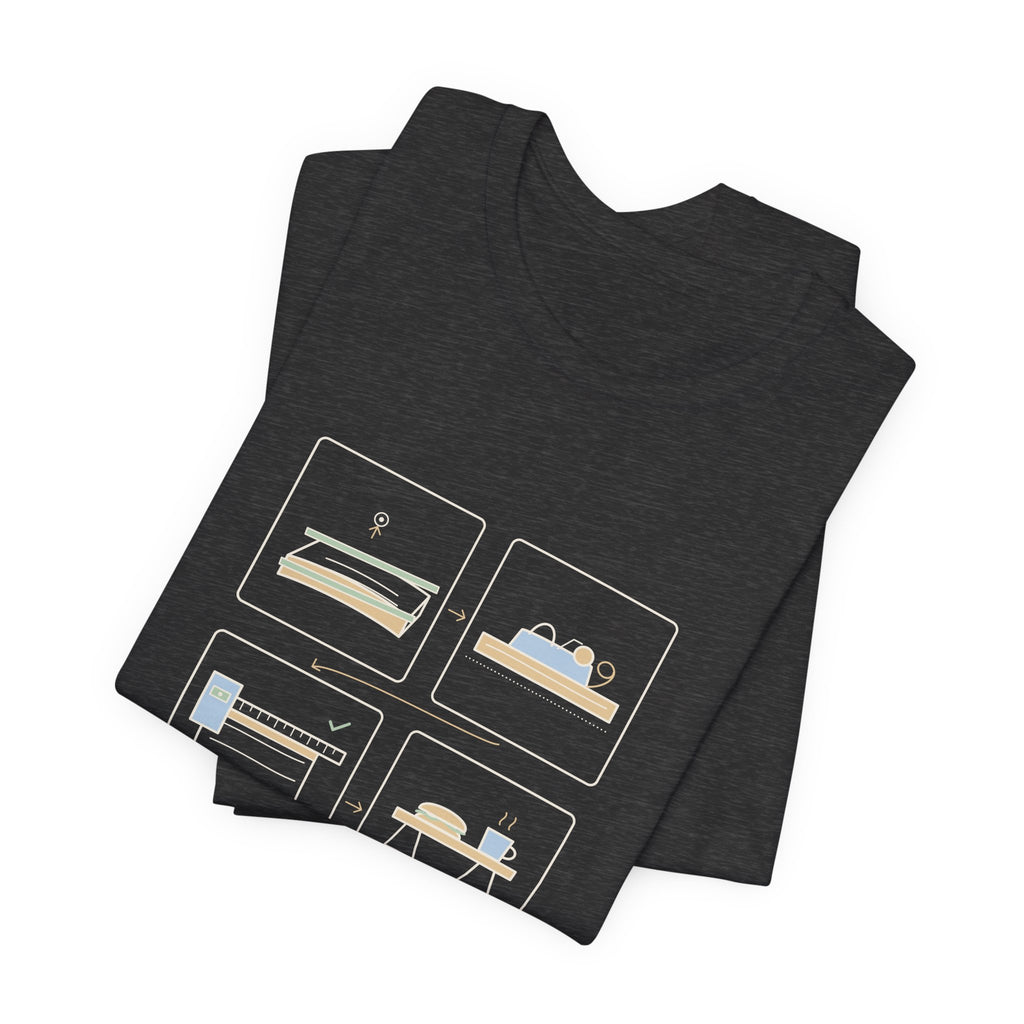 Woodworking T-Shirt - Flat, Straight, Square. Then Lunch. Woodworker Tee