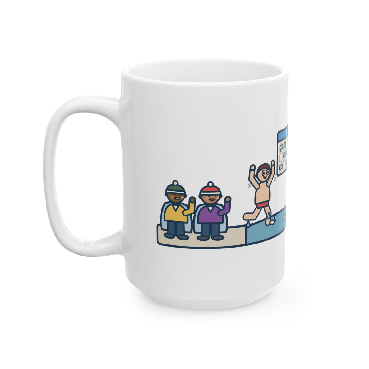 In the Water Four Seconds, Told the Story for a Month 15oz Mug, Large Funny New Year's Day Plunge Coffee Mug