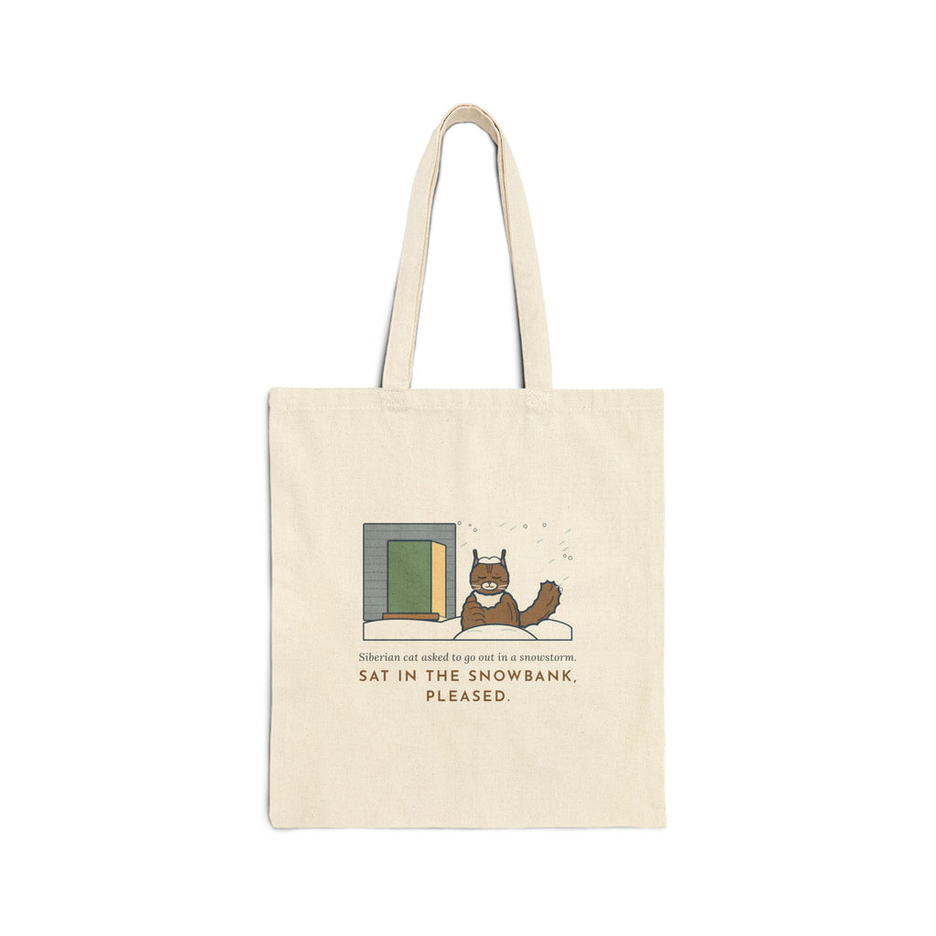 Siberian Cat Tote Bag - Snowstorm Snowbank Cat