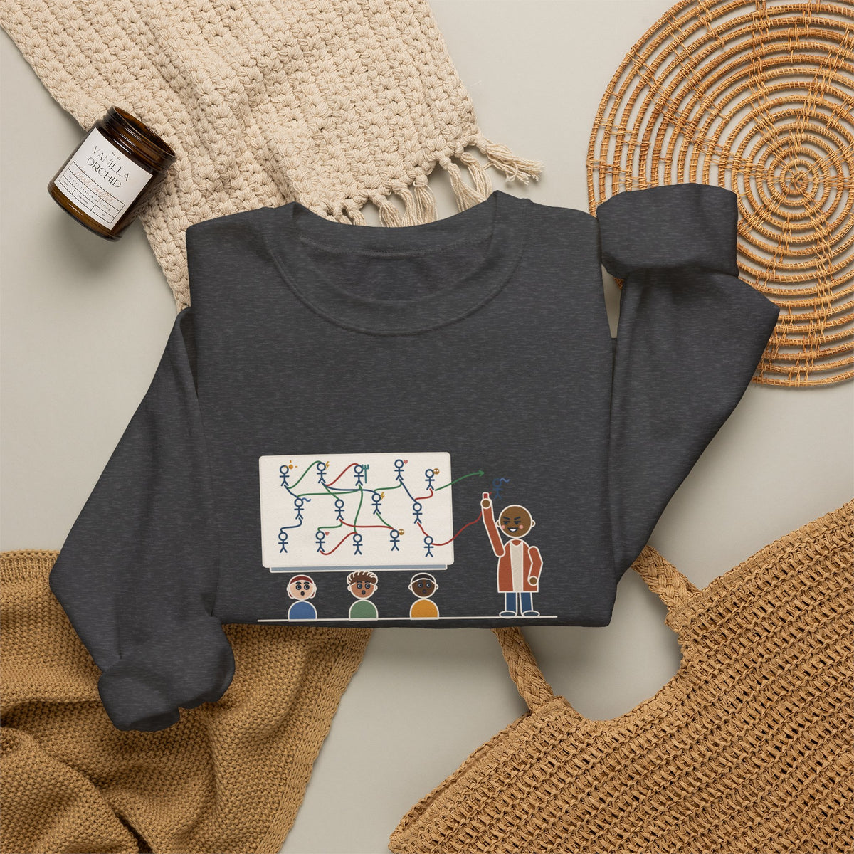Mythology Teacher Crewneck Sweatshirt - Greek Gods Family Tree Ran Out of Whiteboard