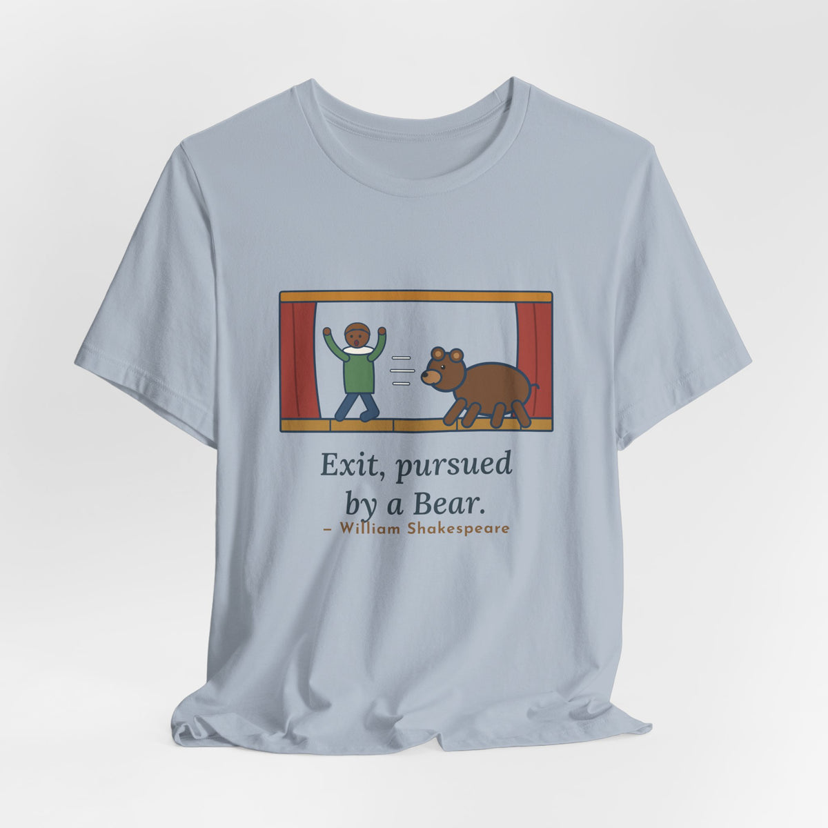 Shakespeare Quote T-Shirt, Exit, Pursued by a Bear, Theatre Stage Chase Tee