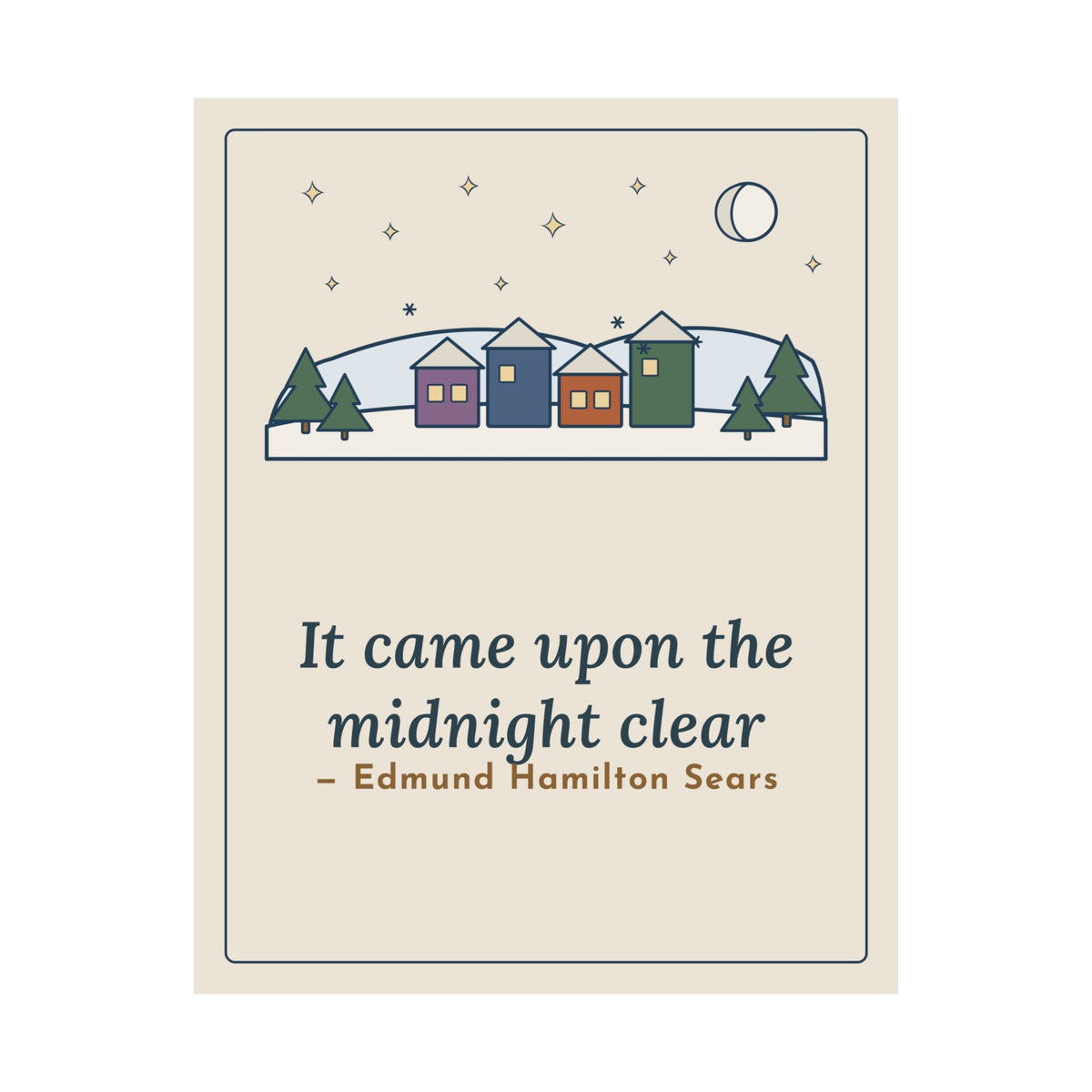 Sears Quote Poster, It Came Upon the Midnight Clear, Christmas Clear Midnight Wall Art