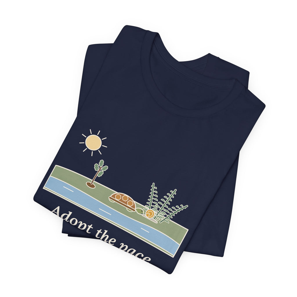 Emerson Quote T-Shirt, Adopt the Pace of Nature, Her Secret Is Patience, Nature Tortoise and Snail Tee