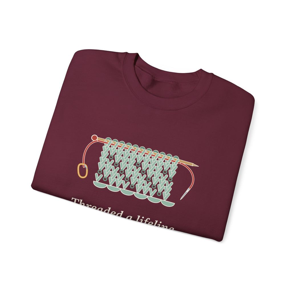 Lace Knitting Crewneck Sweatshirt - Threaded a Lifeline. Now I'm Brave.
