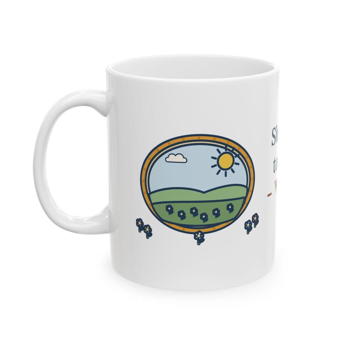 Shakespeare Quote Mug, Shall I Compare Thee to a Summer's Day, Love Framed Meadow Coffee Mug 11oz