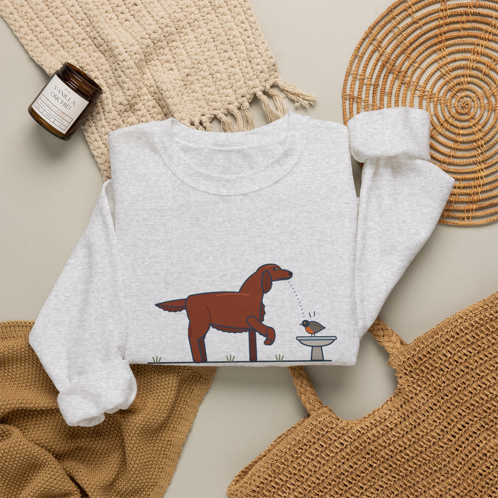 Irish Setter Crewneck Sweatshirt - One Paw Up, Frozen, A Robin Landed Dog Lover Gift