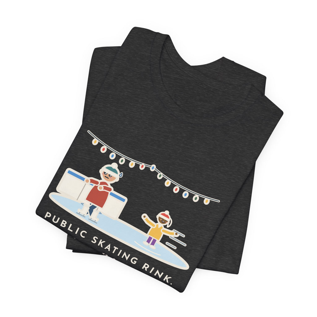 Funny Ice Skating T-Shirt, Held the Wall for an Hour, A Six-Year-Old Skated Past Me Backward, Outdoor Rink Tee