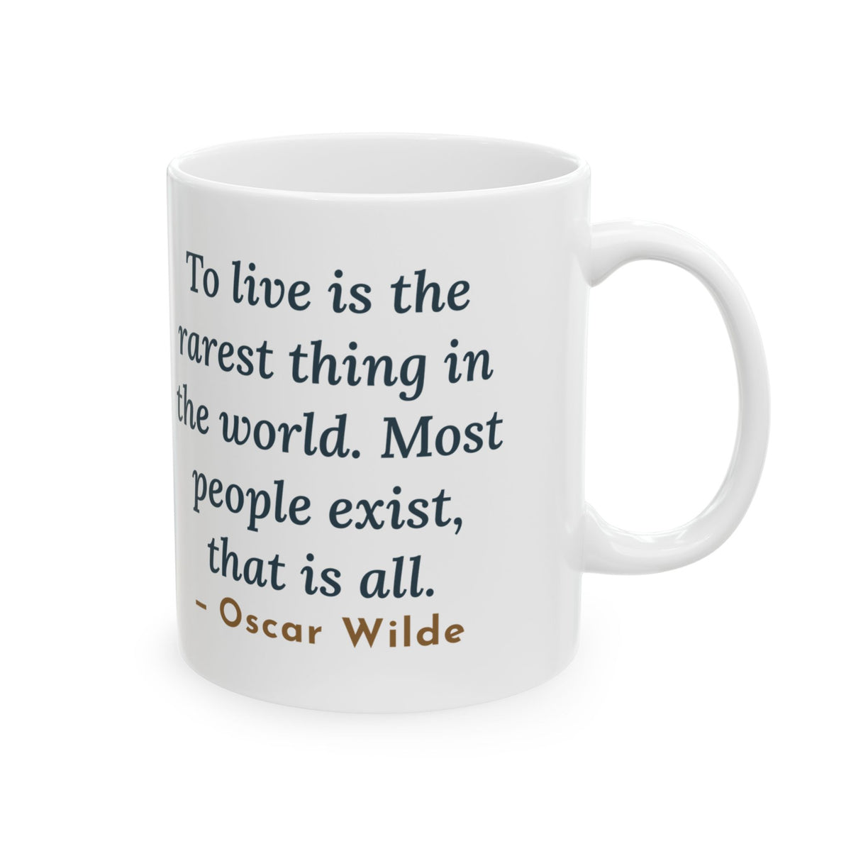 Oscar Wilde Quote Mug, To Live Is the Rarest Thing in the World, Literary Cartwheel Meadow Coffee Mug 11oz