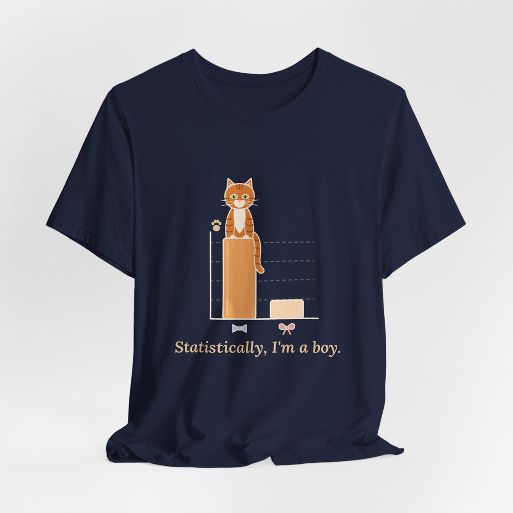 Orange Cat T-Shirt - Statistically, I'm a Boy. Funny Ginger Cat Owner Tee