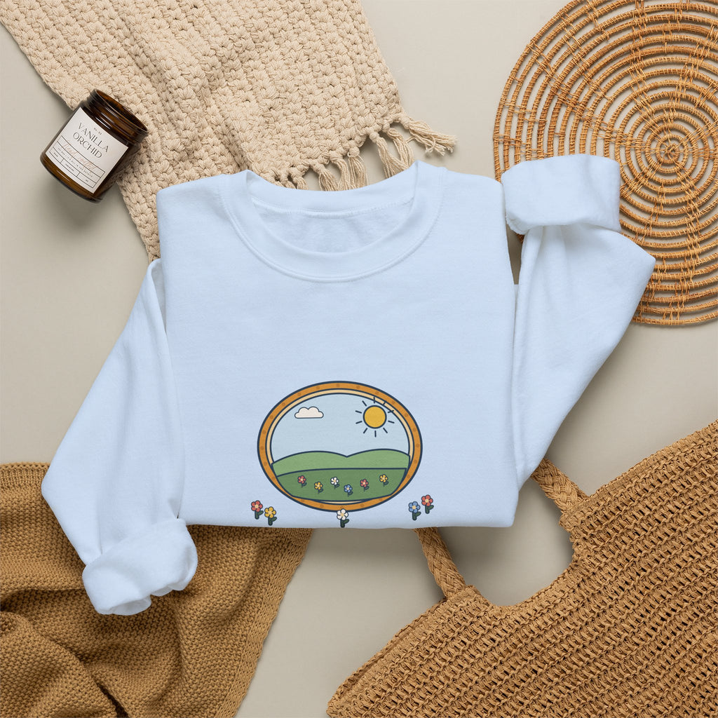 Shall I Compare Thee to a Summer's Day Sweatshirt, Love Shakespeare Quote Crewneck with Framed Meadow