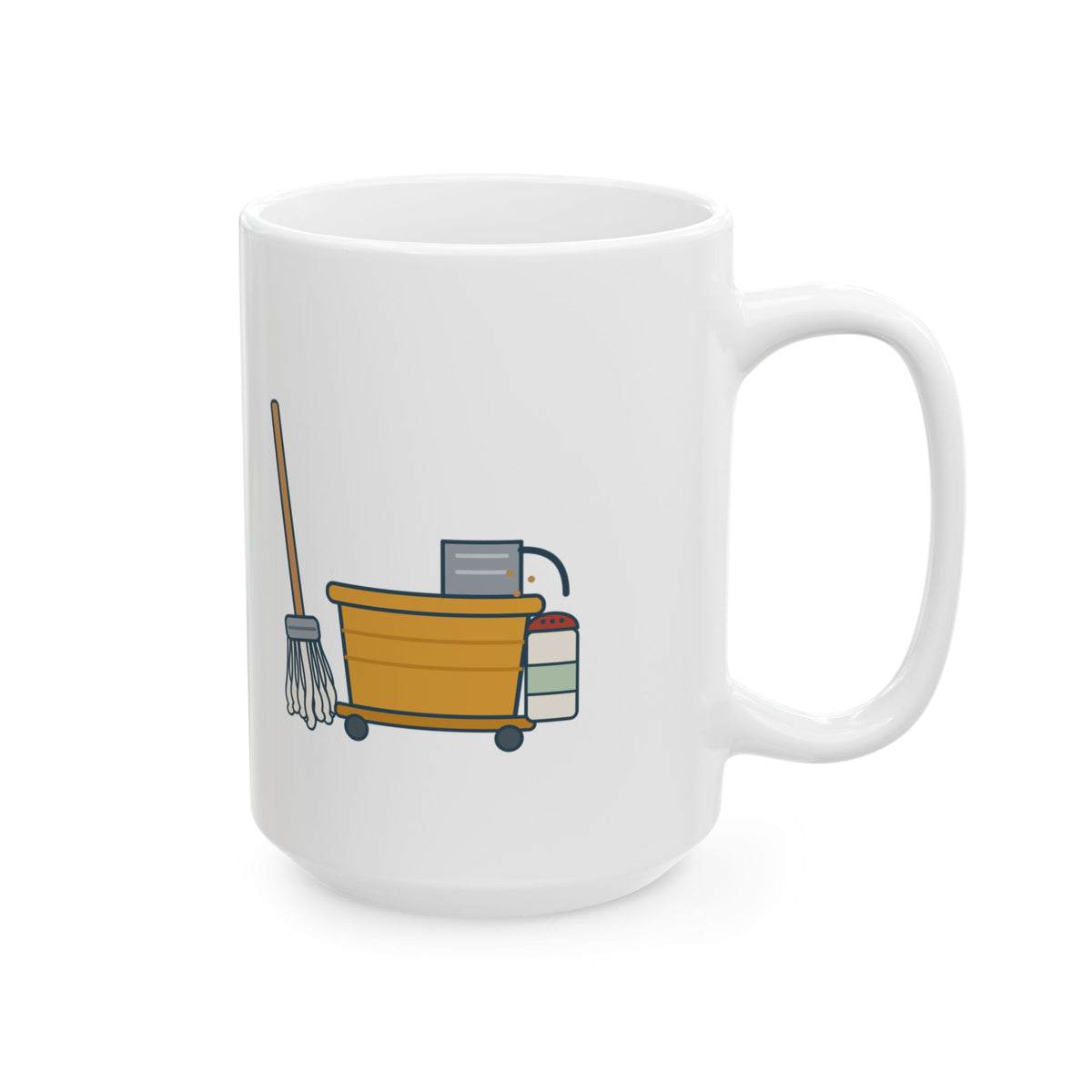 Large 15oz School Custodian Mug - Sawdust, Mop, Room 14.