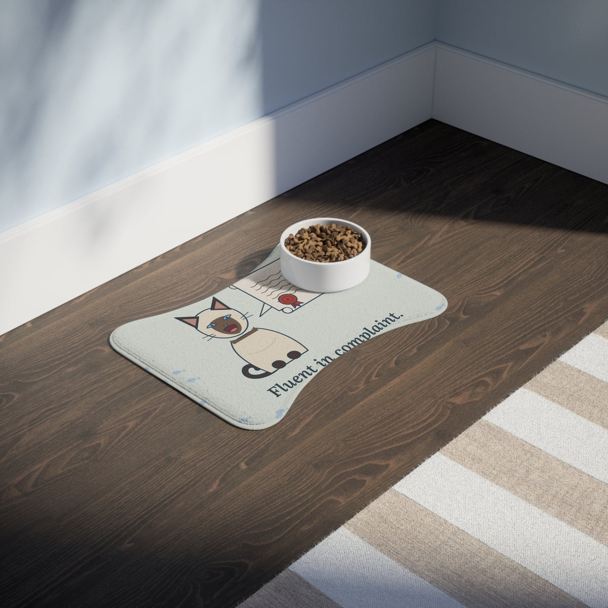 Siamese Cat Feeding Mat - Fluent in Complaint Funny Cat Food Mat