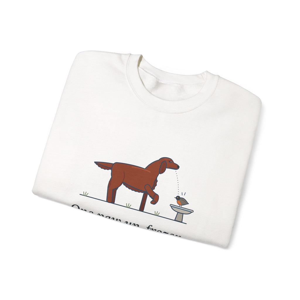 Irish Setter Crewneck Sweatshirt - One Paw Up, Frozen, A Robin Landed Dog Lover Gift