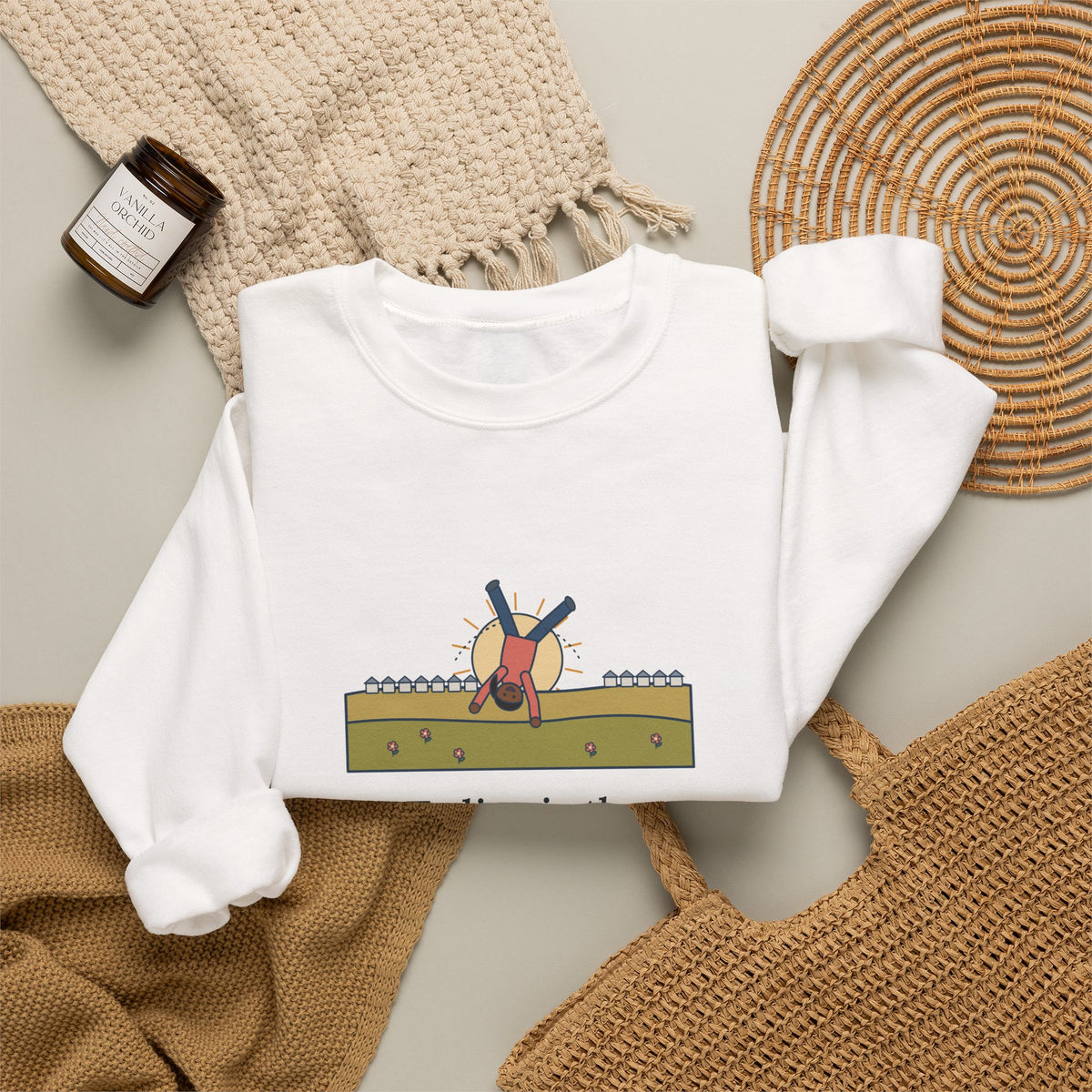 To Live Is the Rarest Thing in the World Sweatshirt, Literary Oscar Wilde Quote Crewneck with Cartwheel Meadow