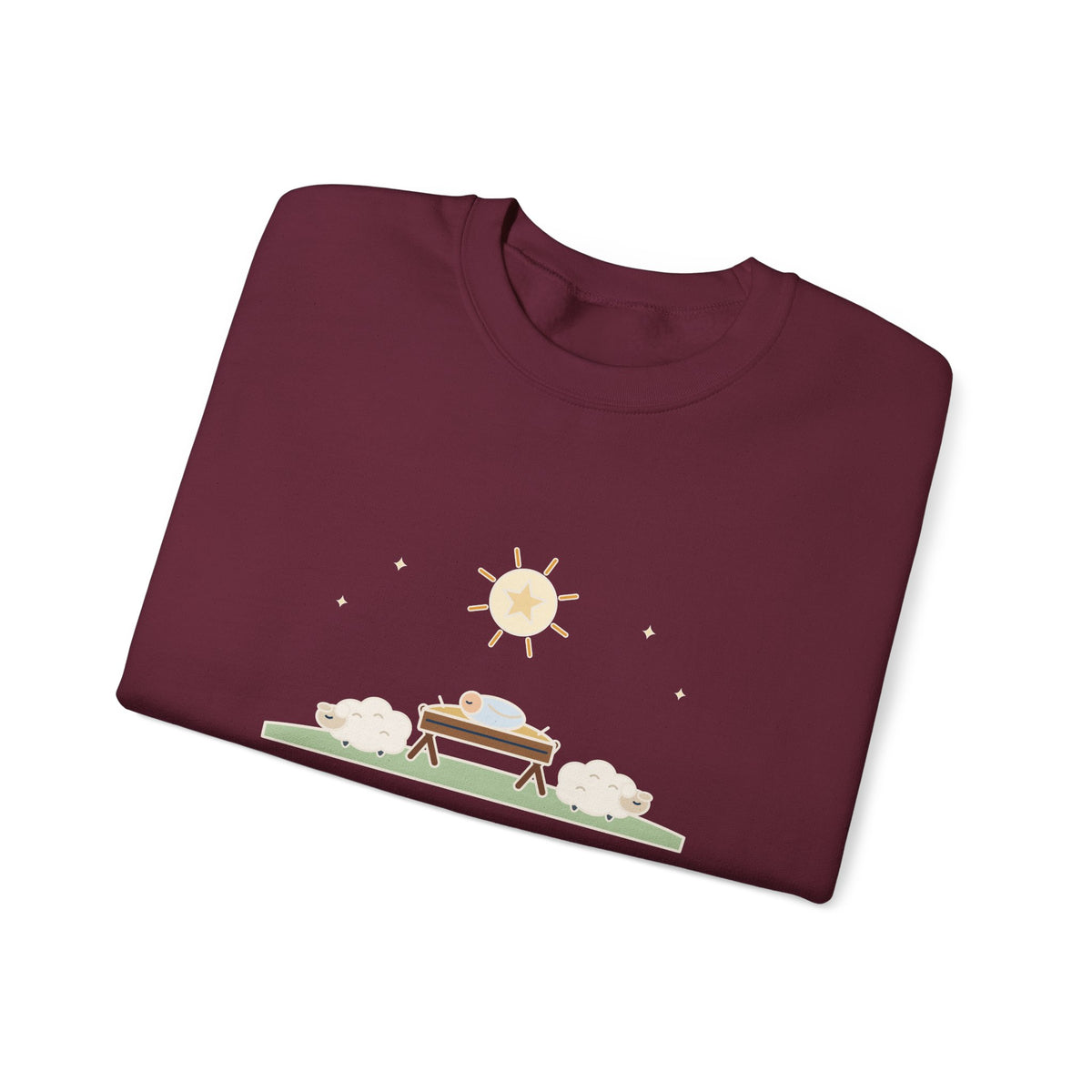 Away in a Manger Sweatshirt, Christmas Anonymous Quote Crewneck with Manger and Lambs