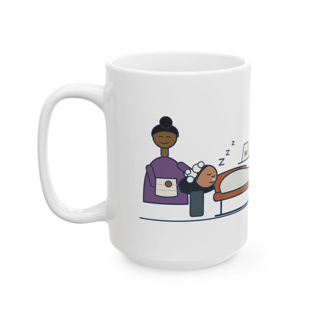 Large 15oz Salon Hairstylist Mug - Shampoo Bowl Nap: Complimentary.