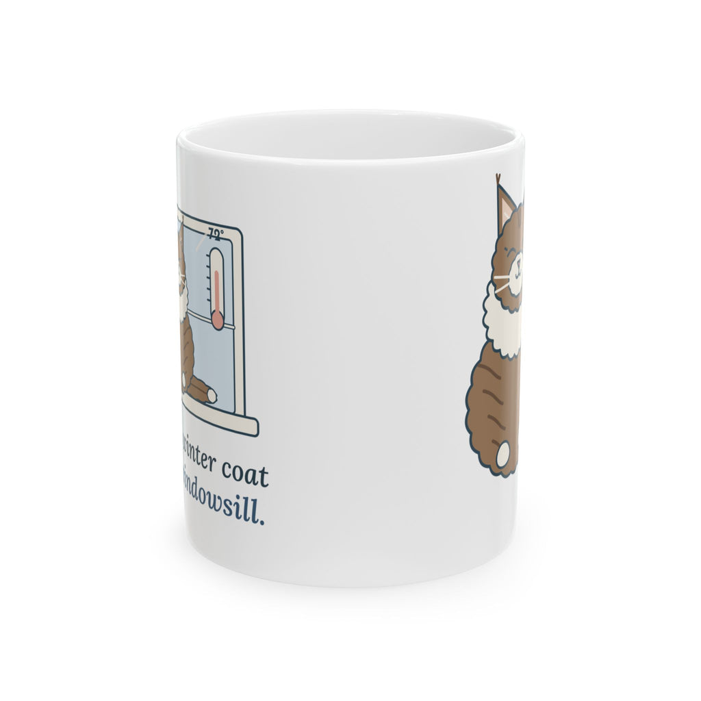 Norwegian Forest Cat Coffee Mug - Wears a Winter Coat to the Windowsill Cat Owner Mug