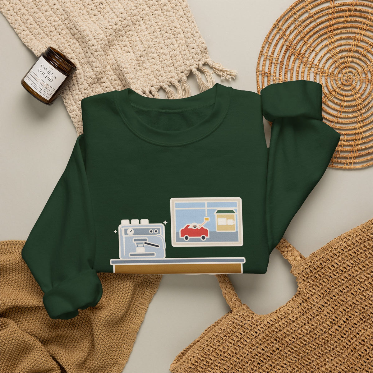 Coffee Sweatshirt, Bought an Espresso Machine, Still Stop for Coffee on the Way to Work, Funny Drive-Through Crewneck