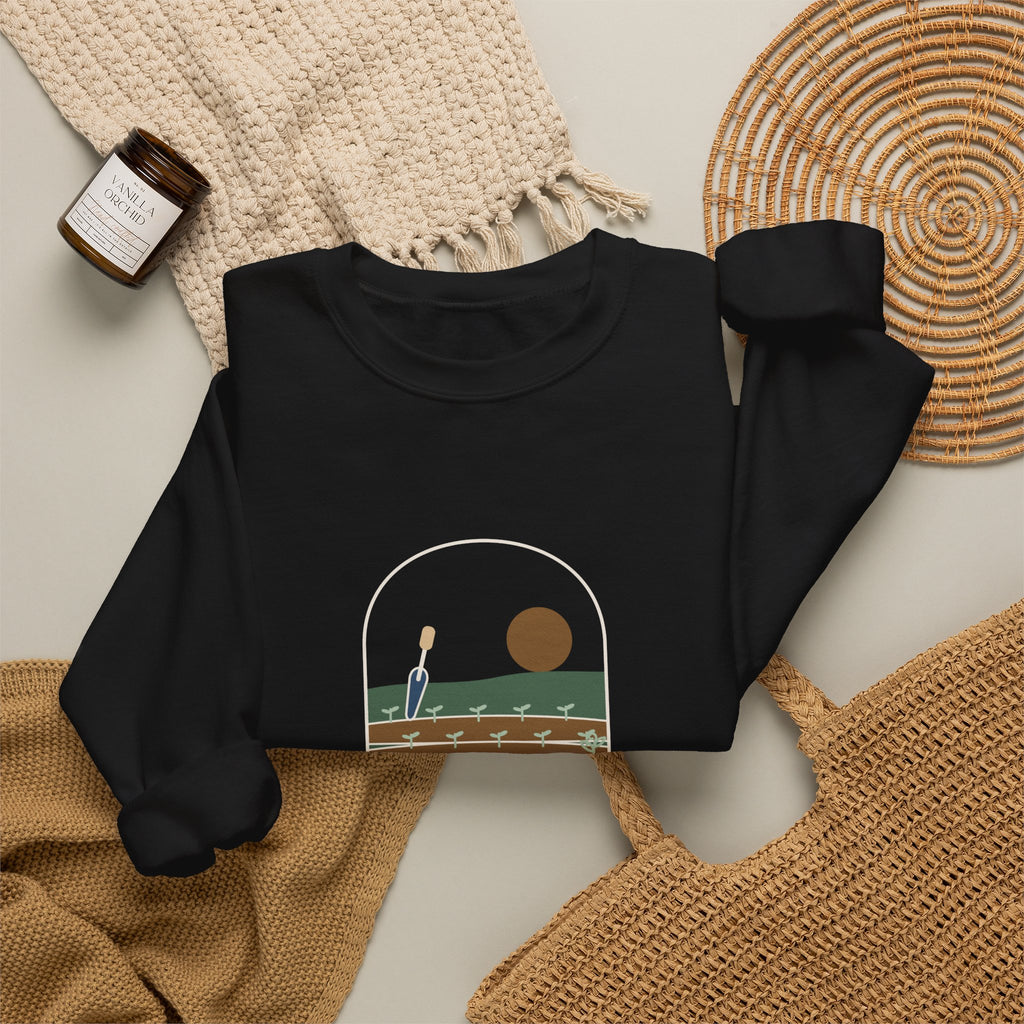 Gardening Crewneck Sweatshirt for Gardeners - Here for the Dirt and the Quiet