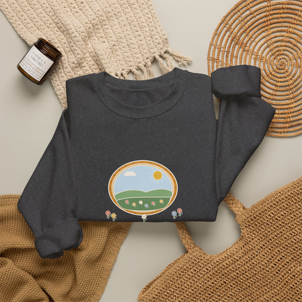 Shall I Compare Thee to a Summer's Day Sweatshirt, Love Shakespeare Quote Crewneck with Framed Meadow