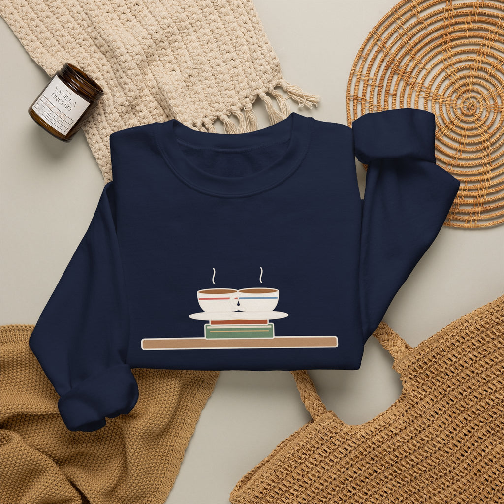 If I Loved You Less Sweatshirt, Love Jane Austen Quote Crewneck with Touching Teacups