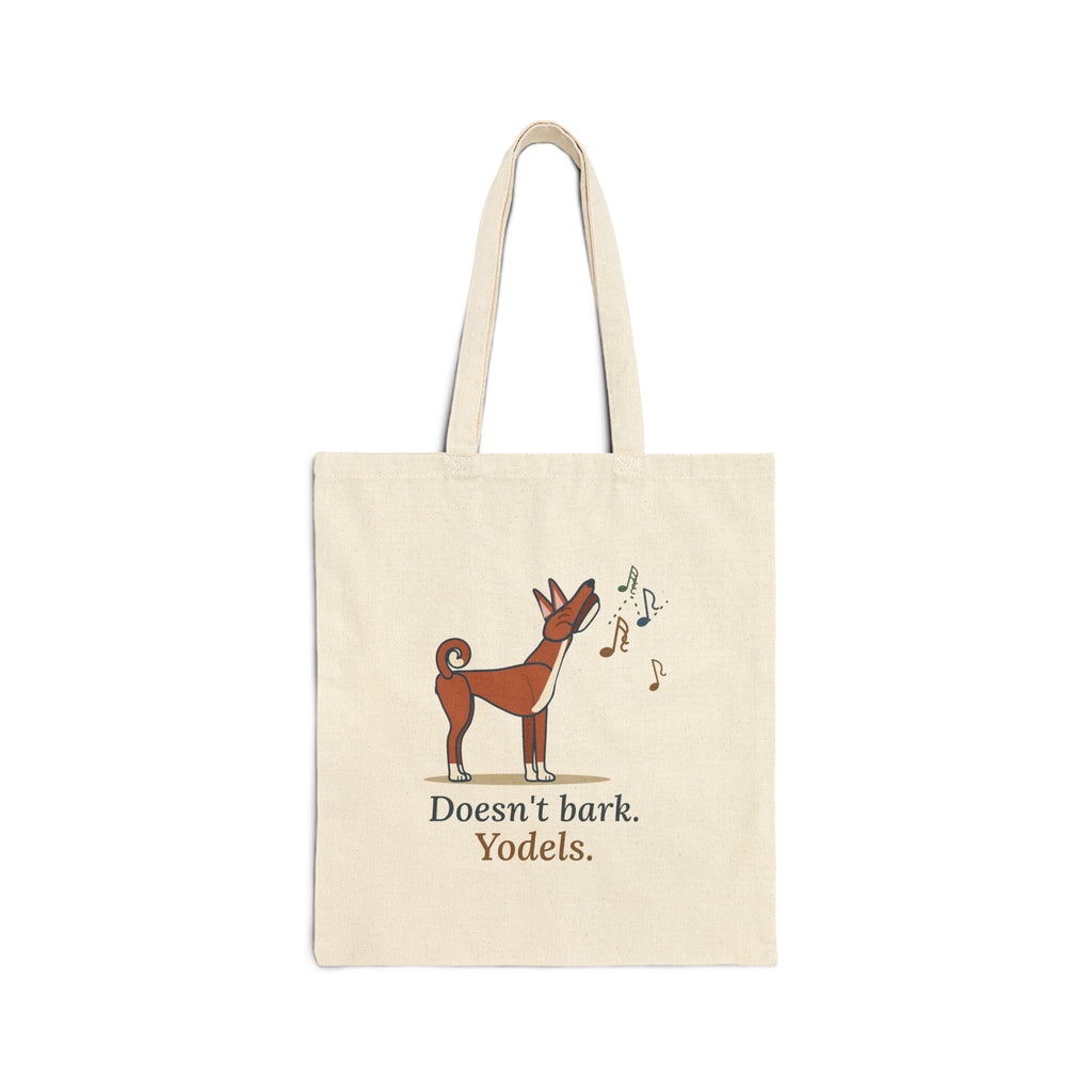 Basenji Tote Bag - Doesn't Bark. Yodels. Hound Lover Tote