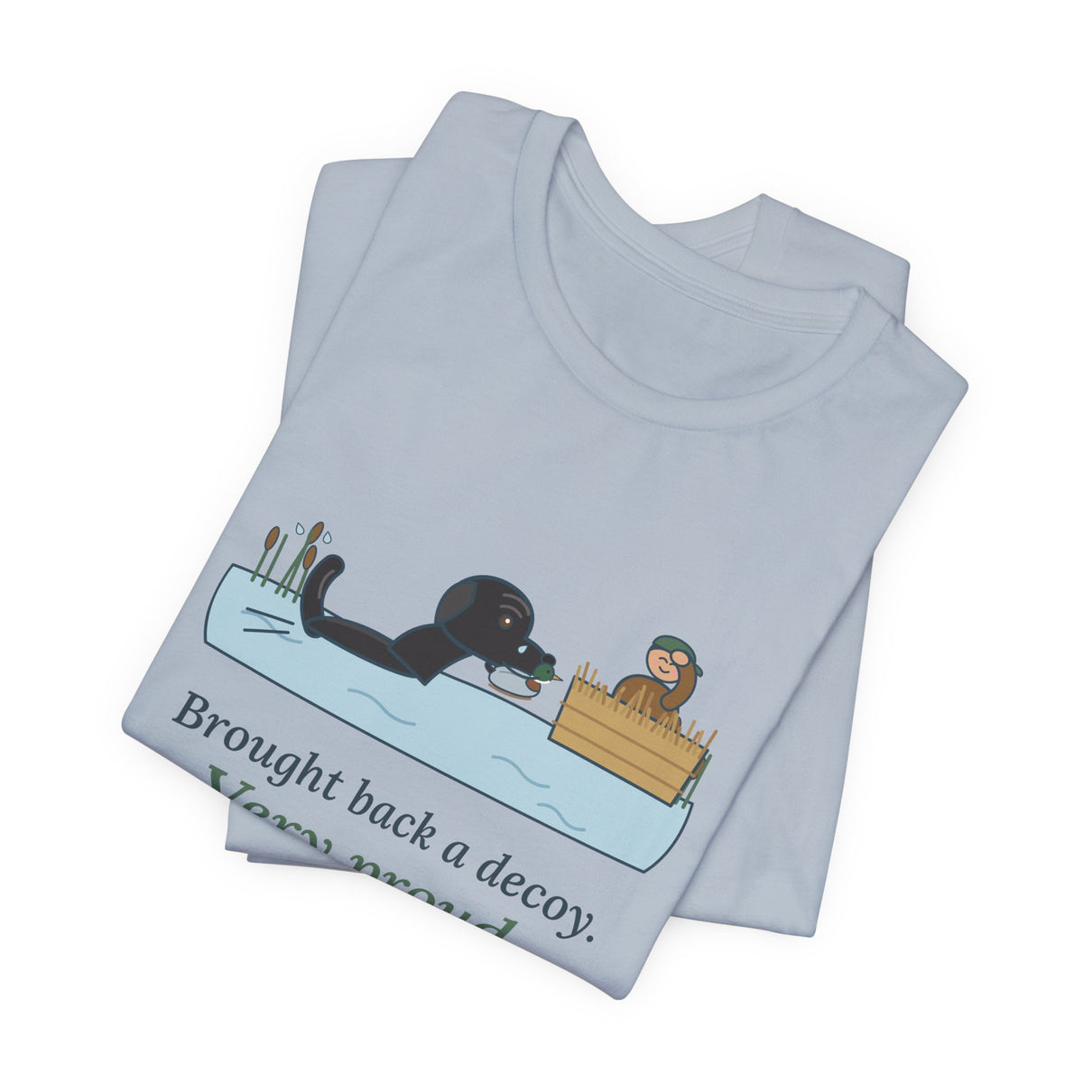 Labrador Duck Dog T-Shirt - Brought Back a Decoy. Very Proud. Funny Lab Tee