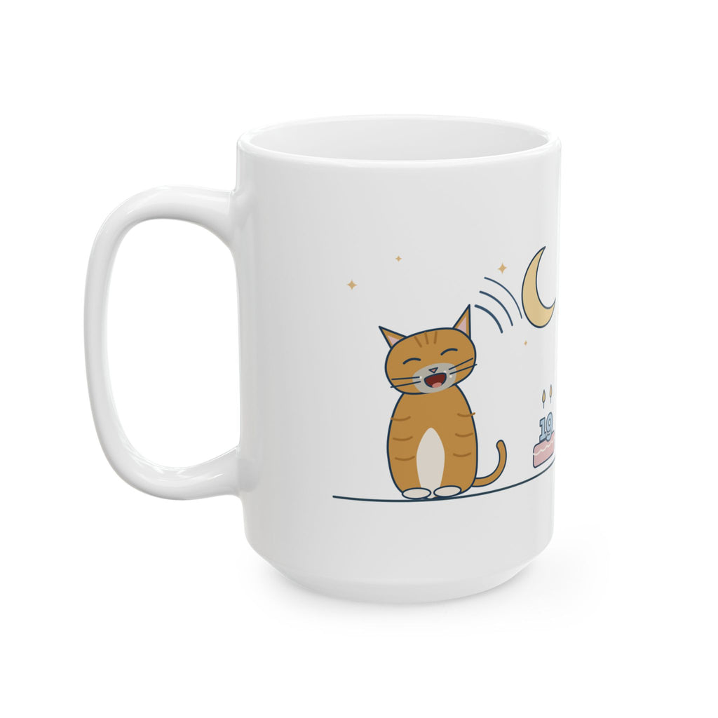 Large 15oz Senior Cat Mug - Nineteen Years Old. Yells at 3 a.m. Earned It.