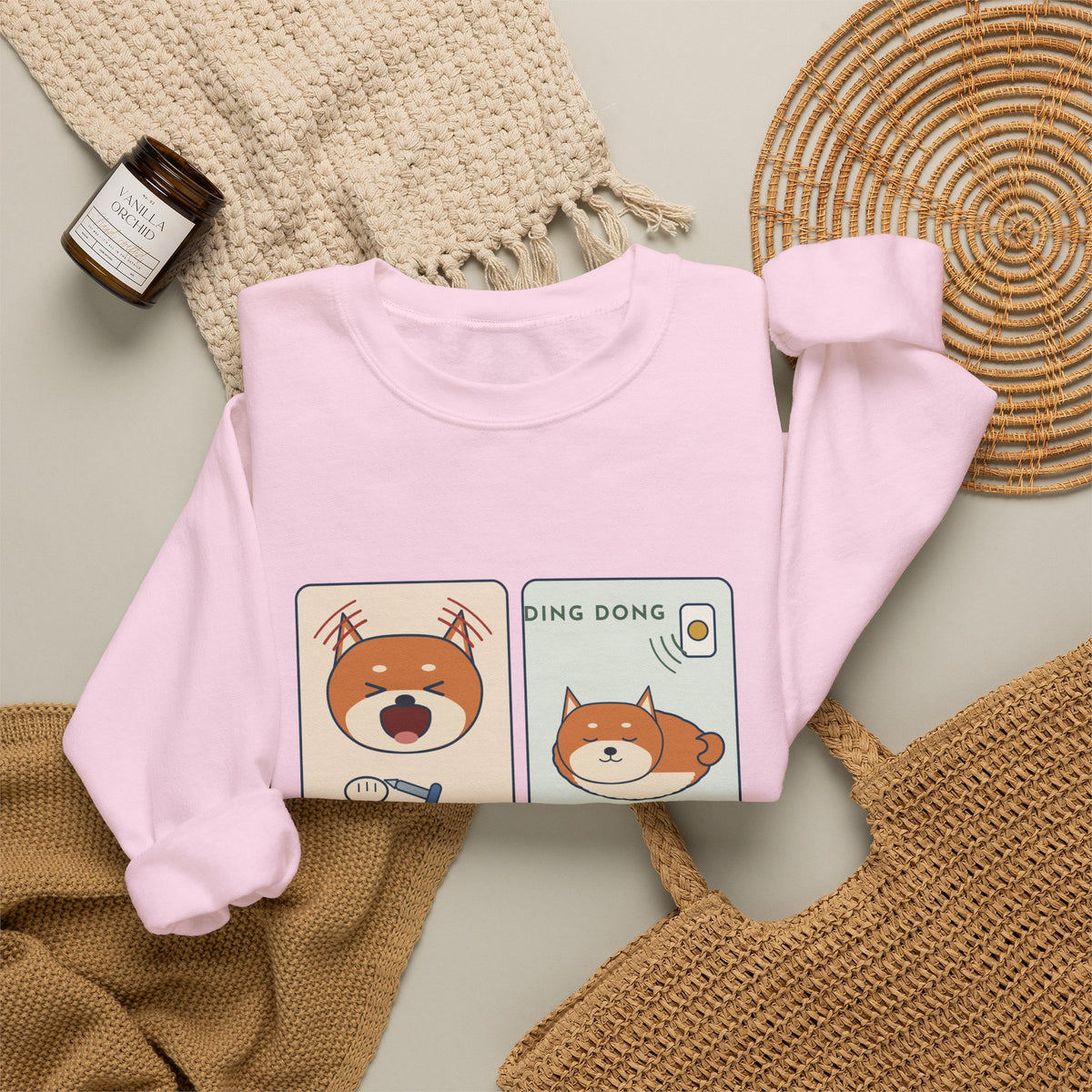 Shiba Inu Crewneck Sweatshirt - Screams at Nail Trims. Ignores the Doorbell.