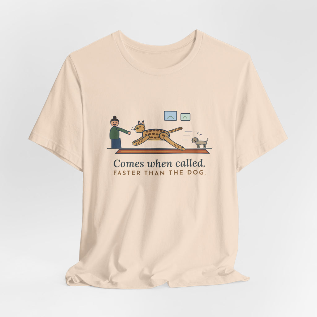Ocicat T-Shirt - Comes When Called, Faster Than the Dog Funny Cat Tee