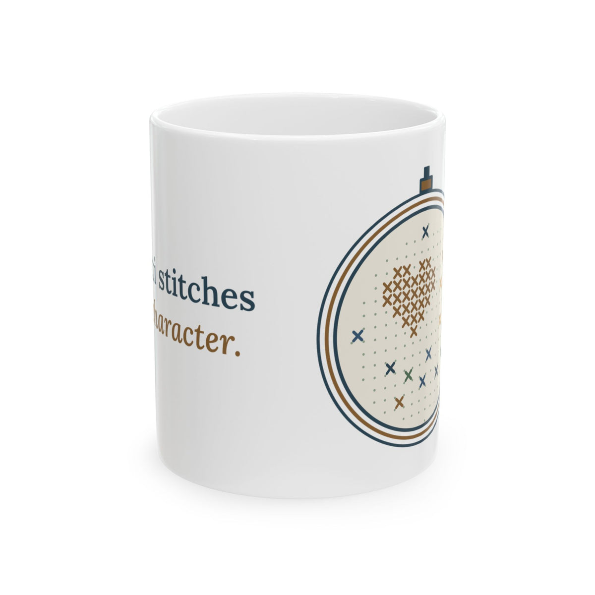 Cross-Stitch Coffee Mug - Confetti Stitches Build Character Stitcher Gift