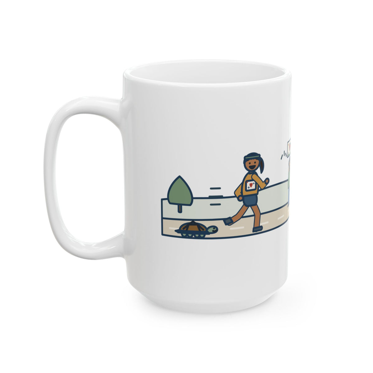 Ran It Slow. Ran It Anyway. 15oz Mug, Large Running Coffee Mug with Turtle Pace