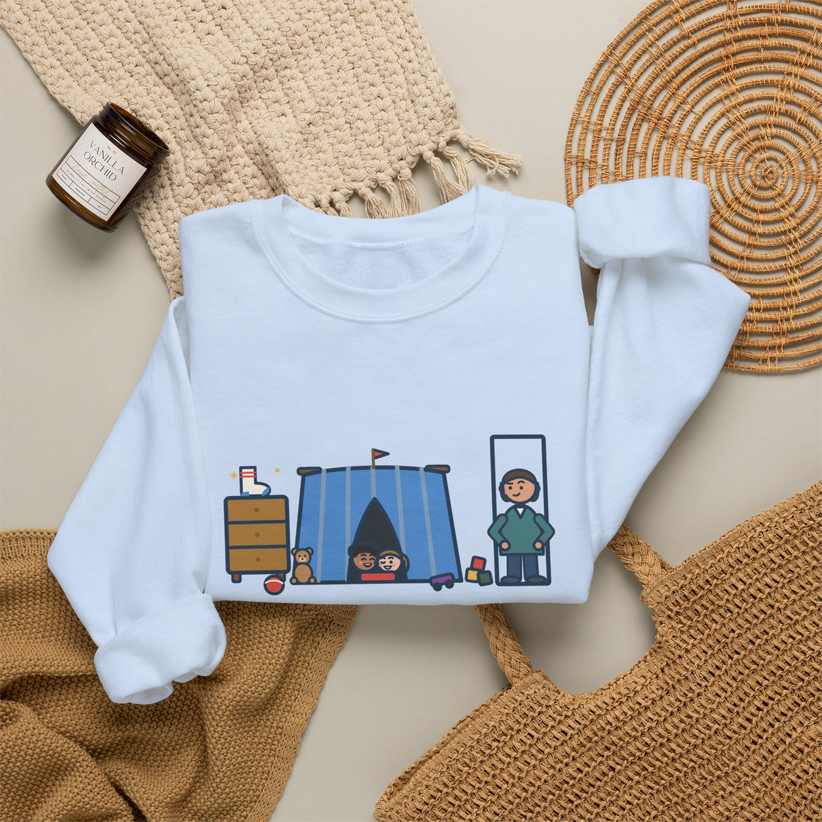 Parent Sweatshirt, Told the Kids to Clean Their Room, Found One Folded Sock and a Brand-New Fort, Funny Bedroom Fort Crewneck