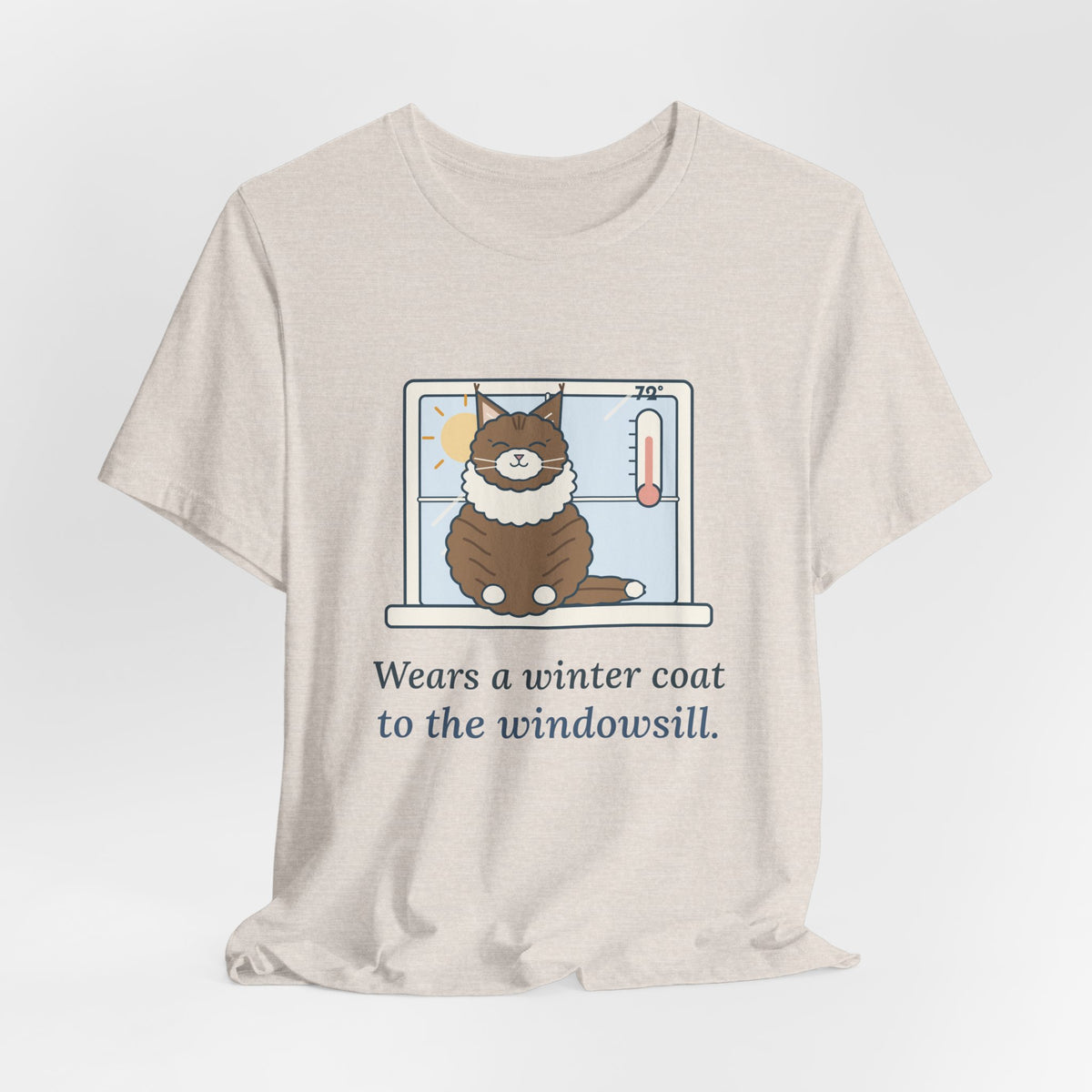 Norwegian Forest Cat T-Shirt - Wears a Winter Coat to the Windowsill Fluffy Cat Tee