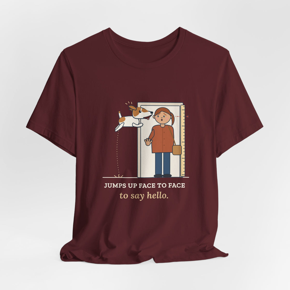 Jack Russell Terrier T-Shirt - Jumps Up Face to Face to Say Hello Funny JRT Tee