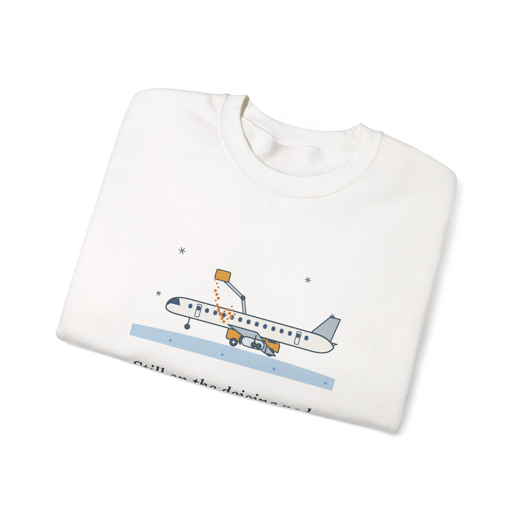 Holiday Travel Crewneck Sweatshirt - Still on the Deicing Pad Winter Flight Gift