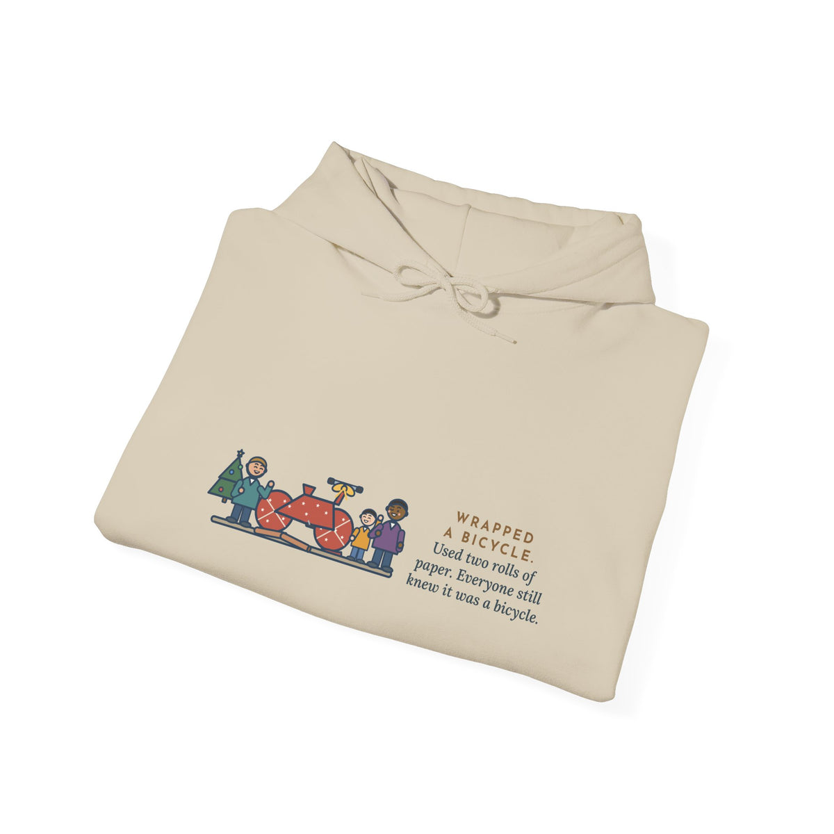 Funny Christmas Gift Hoodie, Wrapped a Bicycle with Two Rolls of Paper, Everyone Still Knew