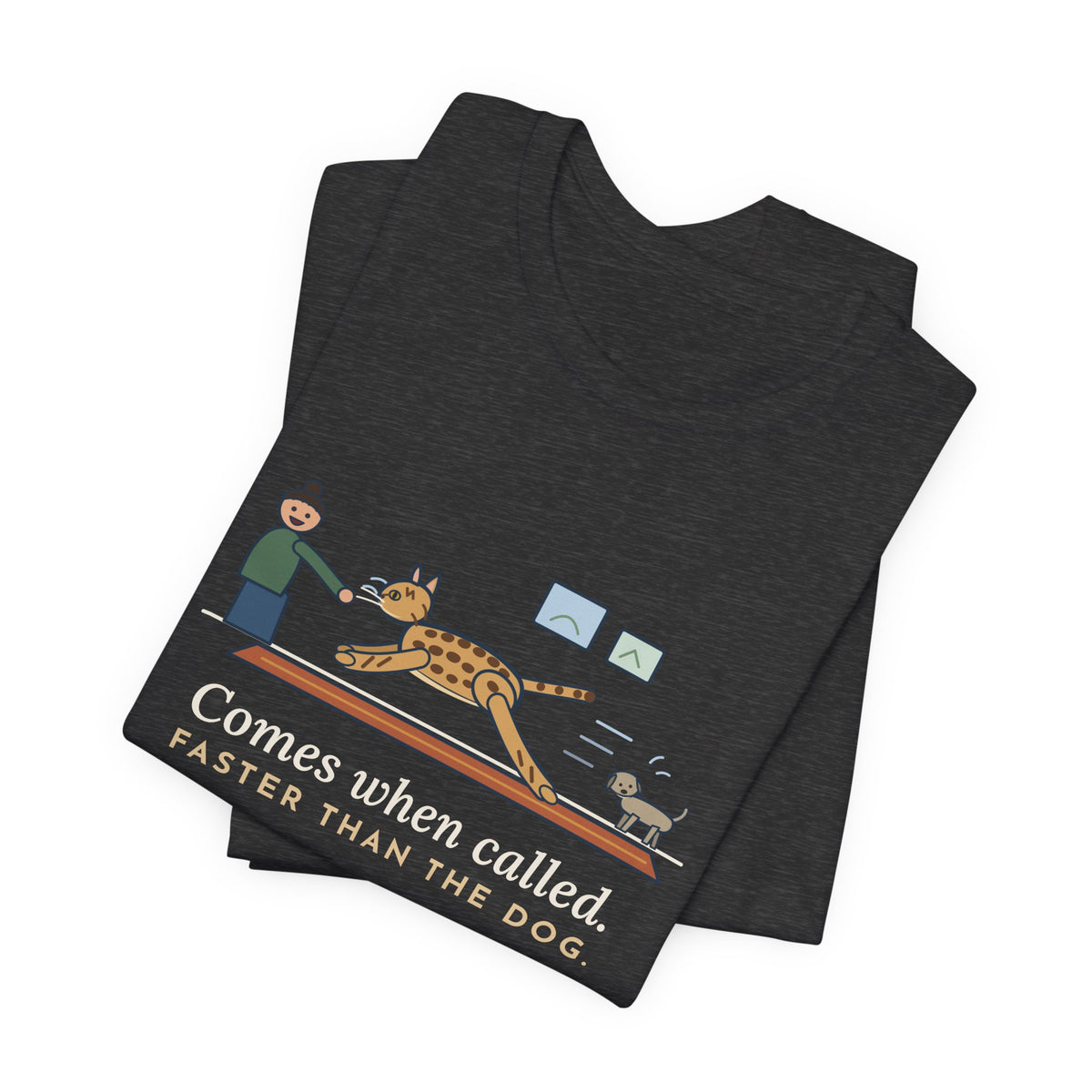 Ocicat T-Shirt - Comes When Called, Faster Than the Dog Funny Cat Tee