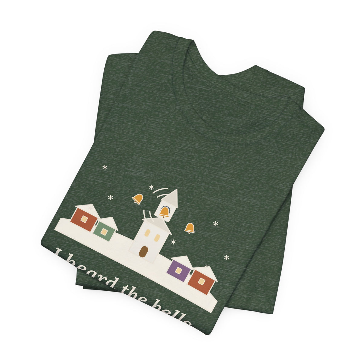 Longfellow Quote T-Shirt, I Heard the Bells on Christmas Day, Christmas Village Bell Tower Tee