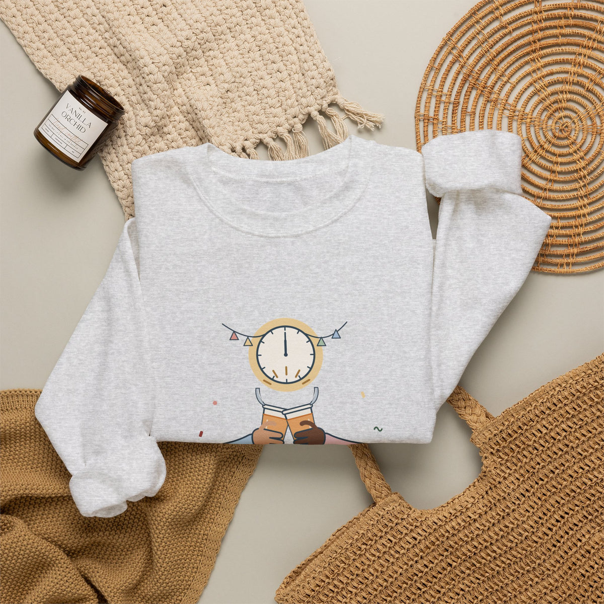 Night-Shift Nurse Crewneck Sweatshirt - New Year's Toast: Apple Juice, Nurses' Station